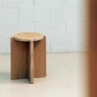 Detail photo of the Kandinsky stool in natural stained finish.