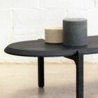 Detail photo of the Ozenfant coffee table in black stained finish.